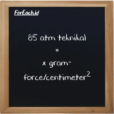 Contoh konversi atm teknikal ke gram-force/centimeter<sup>2</sup> (at ke gf/cm<sup>2</sup>)